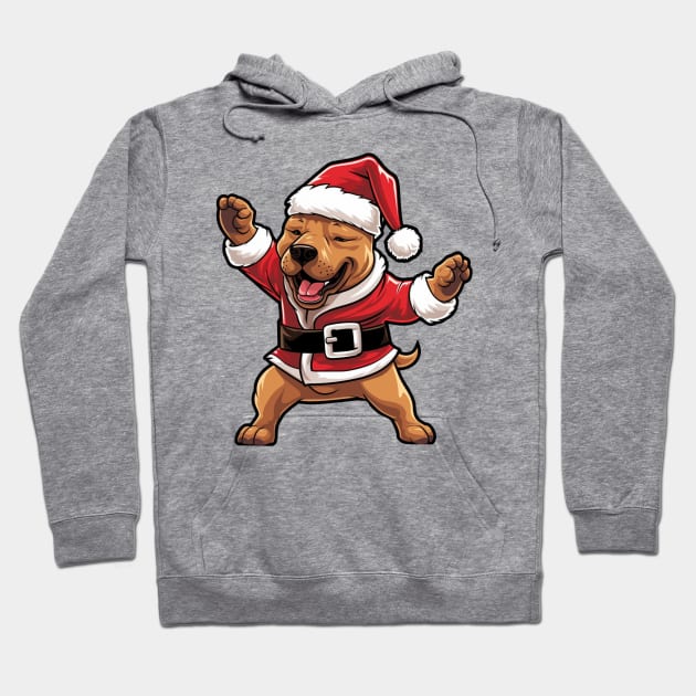 Cartoon Christmas Staffordshire Bull Terrier Dog Dancing Hoodie by Chromatic Fusion Studio